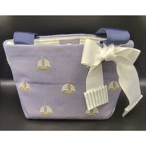 Nautical Embroidered Sailboat Bag - Handmade, Ribbon Detail
